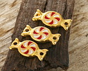 24K Gold (plated) Enamel Peppermint Candy Link 17x8mm