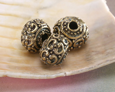 Mykonos Antique Brass (plated) Fancy Ball Spacer 10x13mm