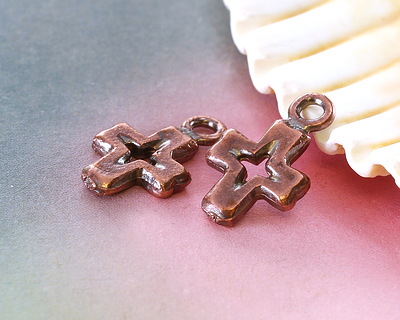 Mykonos Antique Copper (plated) Openwork Cross Focal 11x18mm