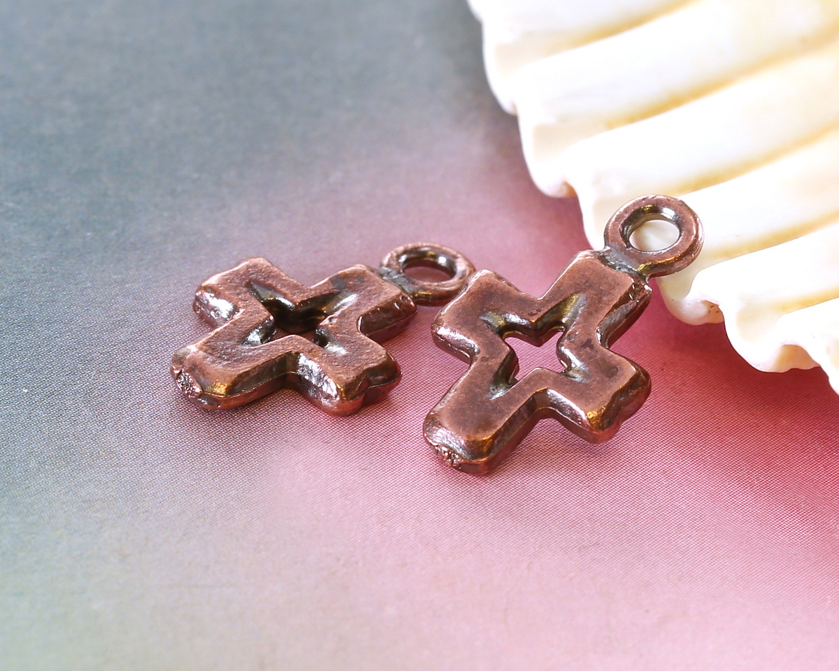 Mykonos Antique Copper (plated) Openwork Cross Focal 11x18mm