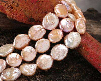 Petal Pink Biwa Pearl Coin 11mm