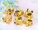 24K Gold (plated) Enamel Bee Bead 10x10.8mm