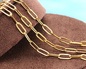 Waterproof 18K Gold PVD Plated Stainless Steel Flat Paperclip Chain, 11x4mm links, 25ft Spool