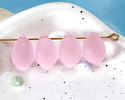 Blossom Pink Beach-Style Glass Teardrop Focal 14x10mm