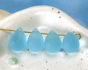 Light Aqua Seafoam Beach-Style Glass Teardrop Focal 14x10mm