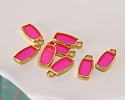 24K Gold (Plated) Transparent Paradise Pink Resin Rectangle Focal 6x13mm