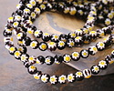 Millefiori Glass Black w/ White Daisy Round 6mm