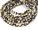 Millefiori Glass Black w/ White Daisy Round 6mm