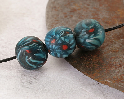 Vintage India Millefiori Bead Teal Round 18-20mm