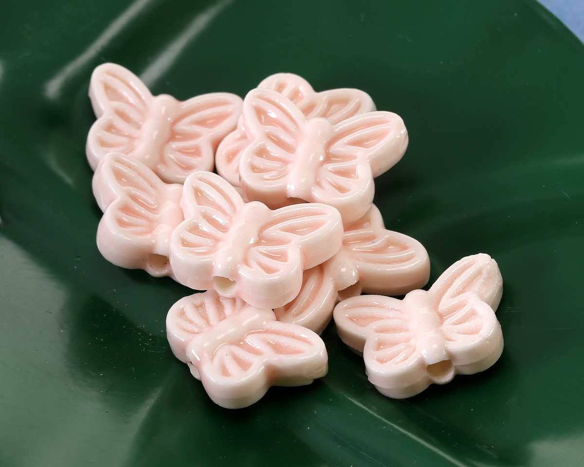 Light Rose Porcelain Butterfly 12x18mm