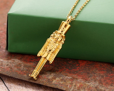 24K Gold (plated) Nutcracker Pendant 11x45mm