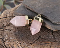 Rose Quartz (Natural) Point w/ Gold Finish 8x16mm