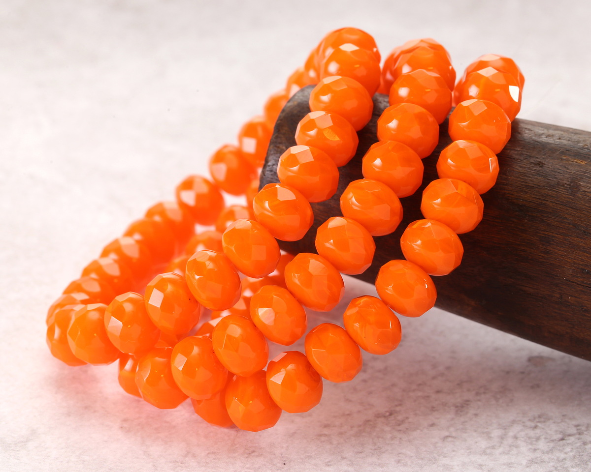 Czech Glass Tangerine Opaline Fire Polished Rondelle 6x9mm