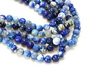 Navy Blue Fire Agate Faceted Round 8mm