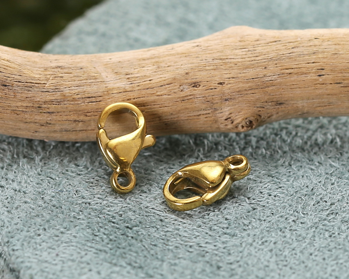 Waterproof 18K Gold PVD Plated Stainless Steel Lobster Clasp 9x6mm
