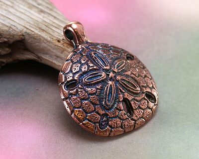 Mykonos Antique Copper (plated) Large Sand Dollar Focal 36x31mm