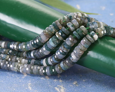 Moss Agate Microfaceted Heishi 2x6mm