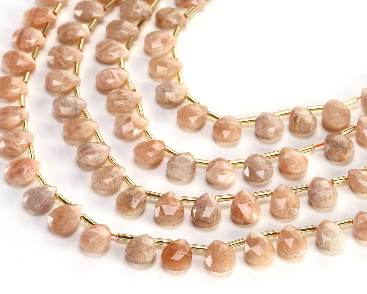 Peach Moonstone (A) Microfaceted Teardrop 8x10mm