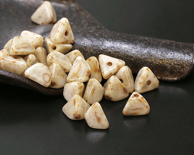 Czech Glass Bisque Picasso Half Pinch Bead 4x7mm