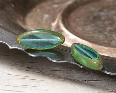 Czech Glass Beach Glass Picasso Horse Eye 18x7mm