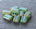 Czech Glass Aquamarine Picasso Rectangle 12x8mm