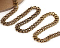 Antique Gold Finish Etched Large Parallel Curb Chain