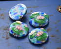 Grace Lampwork Water Lily Pond Lentil Focal 25mm