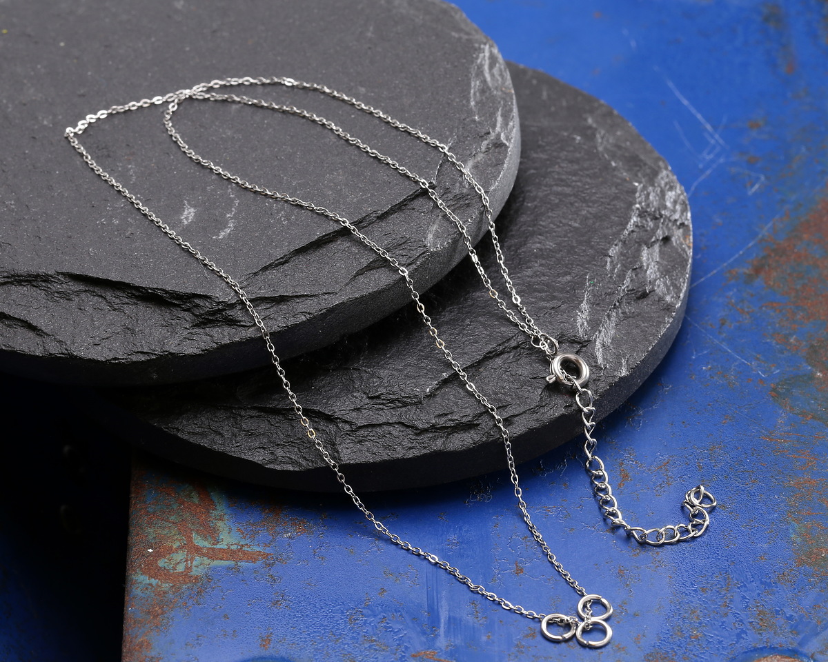 Stainless Steel Tiny Cable Chain, 18" Finished w/ 3 jump rings & 2" extender, 1.5x1mm links