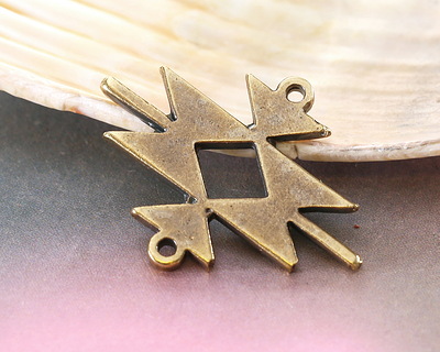 Mykonos Antique Brass (plated) Aztec Pattern Focal Link 25x30mm