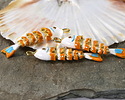 18k Gold (plated) White, Orange, & Aqua Enamel Articulated Fish Focal 10.5x46mm
