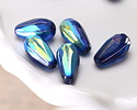Czech Glass Matte Sapphire AB w/ Purple Faceted Teardrop 15x8mm