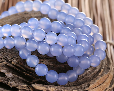 Orecchini A Perno In Agata Blu Lace Naturale E Argento Sterling 925 - Rotondi, Ipoallergenici, Diametro 7 Mm