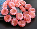 Czech Glass Raspberry Swirl w/ Copper Finish Hibiscus Coin 14mm