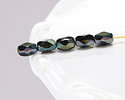 Czech Glass Jet w/ Silver AB Fire Polished Faceted Rice 8x6mm