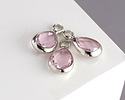 Rose Pink Crystal Teardrop in Silver Finish Bezel 6.5x11.8mm