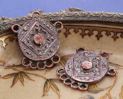 Mykonos Antique Copper (plated) Medallion Multi-Ring Chandelier Focal Link 25x28mm