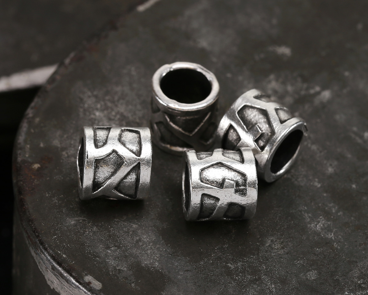 Mykonos Antique Silver (plated) Giraffe Print Barrel (large hole) 12mm