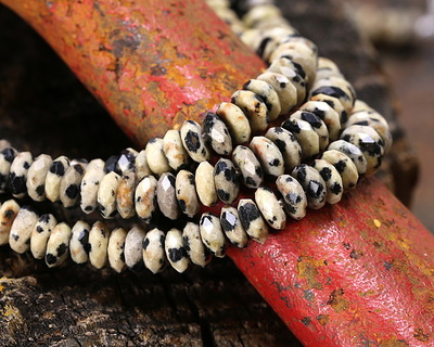 Dalmatian Jasper Faceted Spacer Rondelle 2x5mm