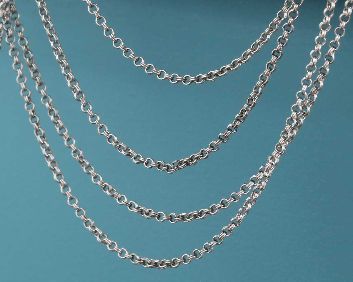 Antique Silver (plated) Tiny Double Rollo Chain, 50m Spool