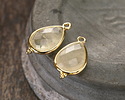 Lemon Quartz w/ Gold Finish Faceted Teardrop Focal 12x21mm