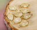 Lemon Quartz w/ Gold Finish Faceted Teardrop Focal 12x21mm
