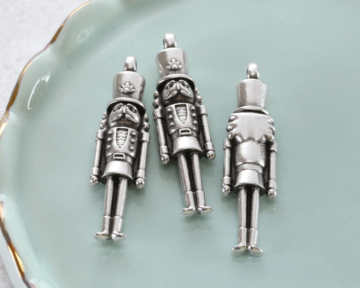 Antique Silver (plated) Nutcracker Pendant 11x45mm