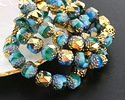 Czech Glass Aquamarine Waters w/ Gold Lantern 8mm
