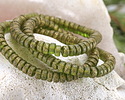Czech Glass Textured Peridot w/ Gold Wash Heishi 3x6mm
