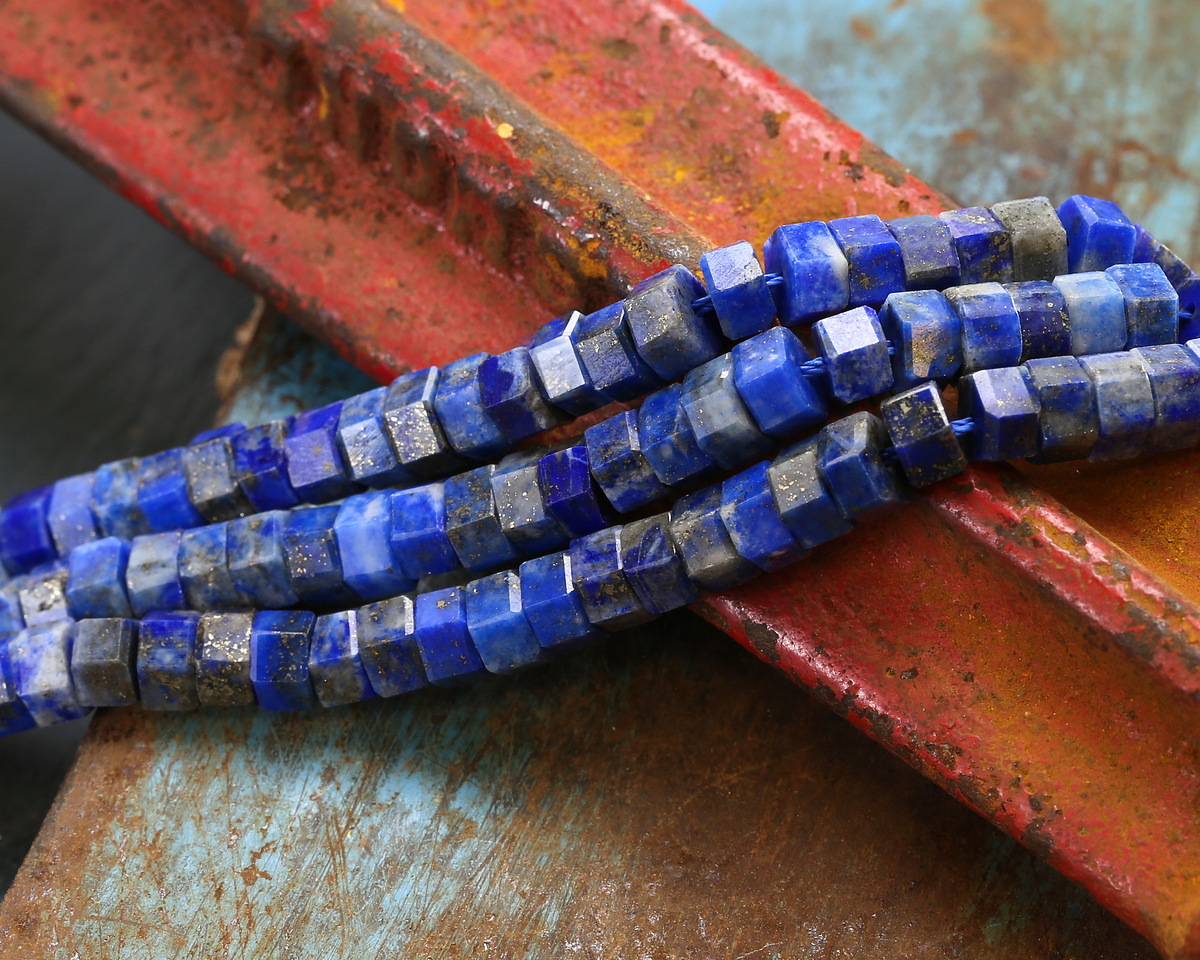 Lapis Microfaceted Heishi 3x6mm