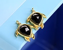 Black Obsidian w/ Gold Finish Sea Turtle Focal 15x19mm