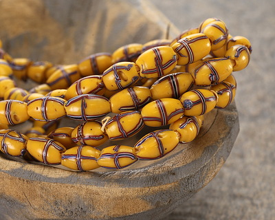 Antique Venetian Yellow French Cross Rice 12-13x8mm