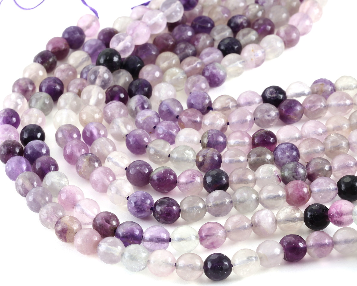 Rainbow Fluorite Faceted Round 8mm
