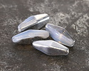 Czech Glass White Opal w/ Silver Rhombus 20x8mm
