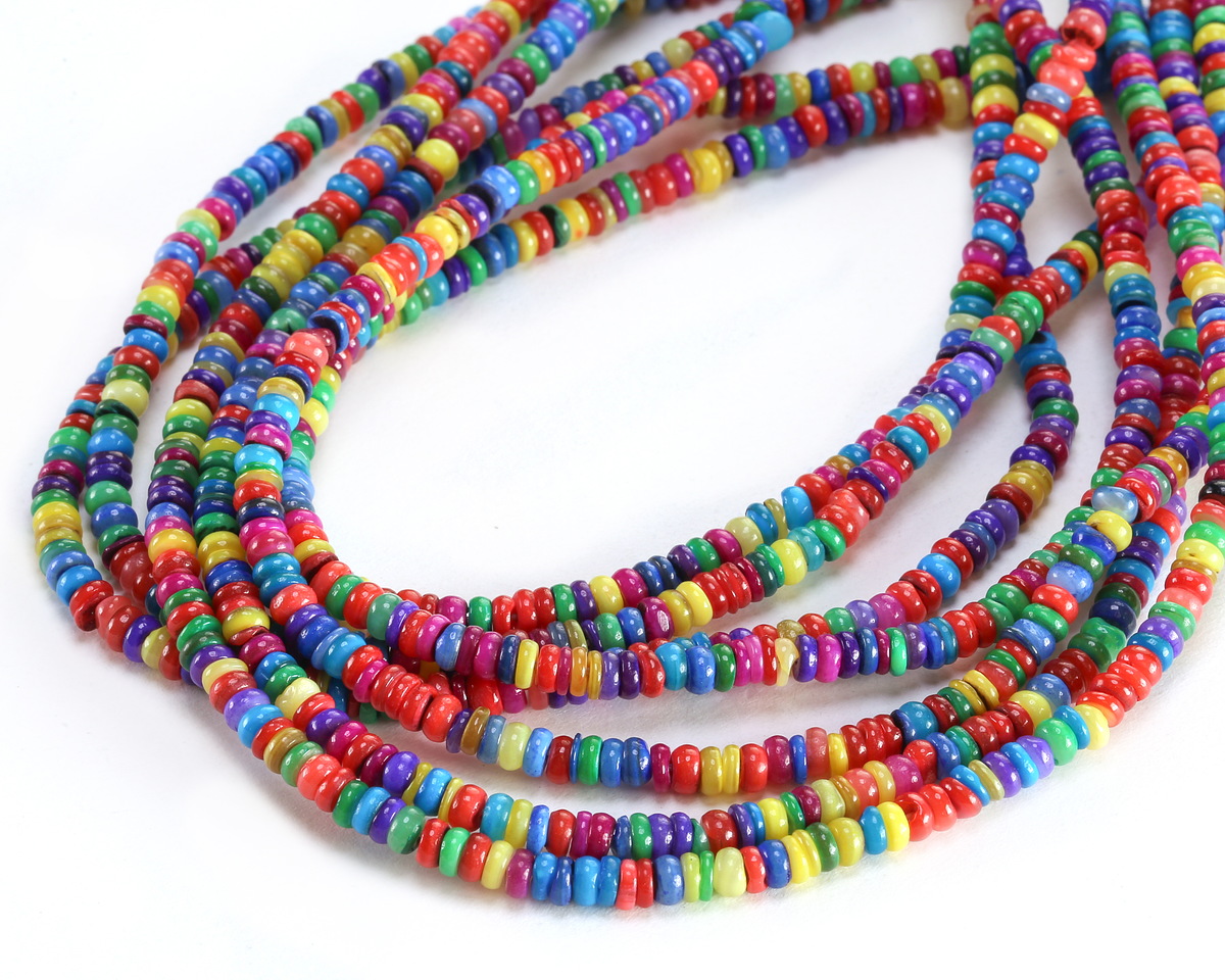 Multi-Color Mussel Shell Heishi 1-2x4mm